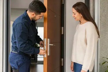Chaveiro utilizando ferramentas para abrir uma porta em Sorriso